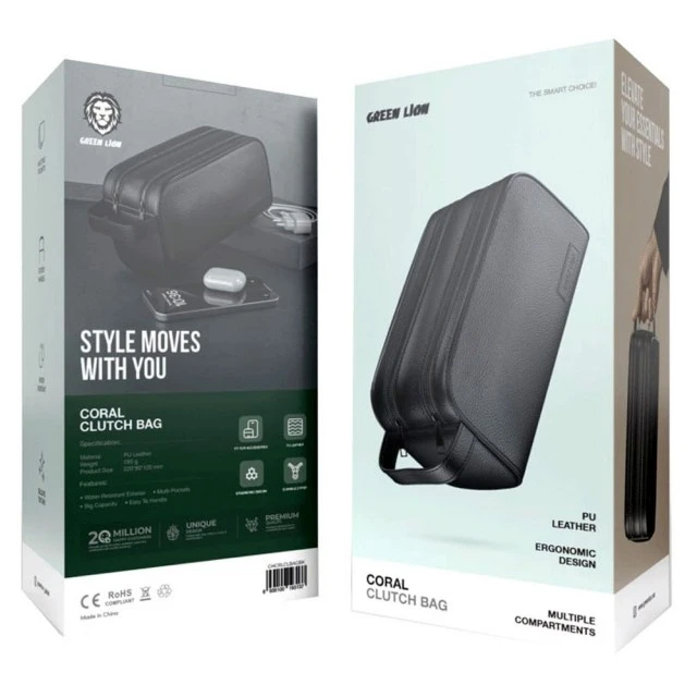 فروشگاه آنلاین نخلینو   - کیف دستی چرمی گرین لاین coral clutch bag