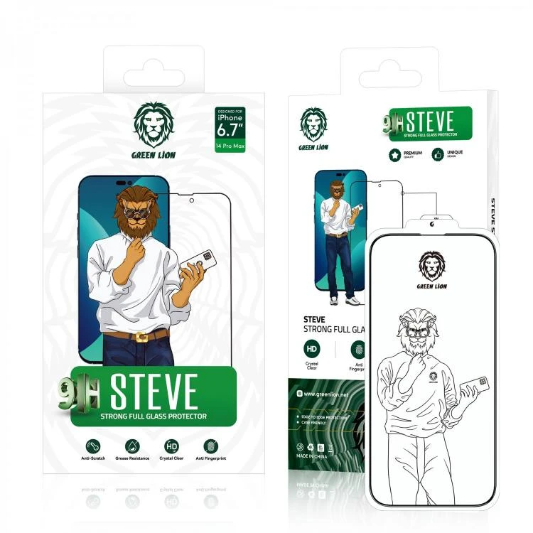 گلس محافظ صفحه گرین لاین مدل 9H Steve HD مناسب آیفون 14 پرو مکس