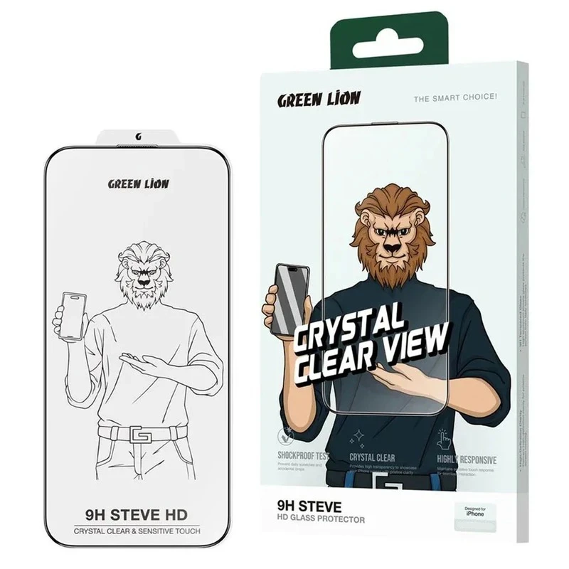 گلس محافظ صفحه گرین لاین مدل 9H Steve HD مناسب آیفون 15 پرو مکس