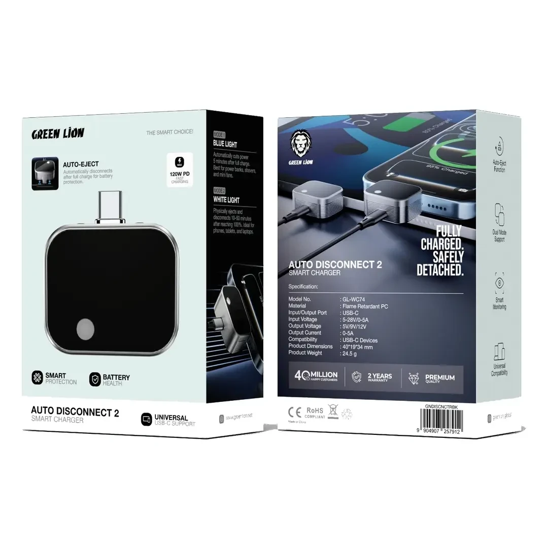 مبدل شارژ هوشمند گرین لاین Auto Disconnect 2 مدل GL-WC74 مشکی