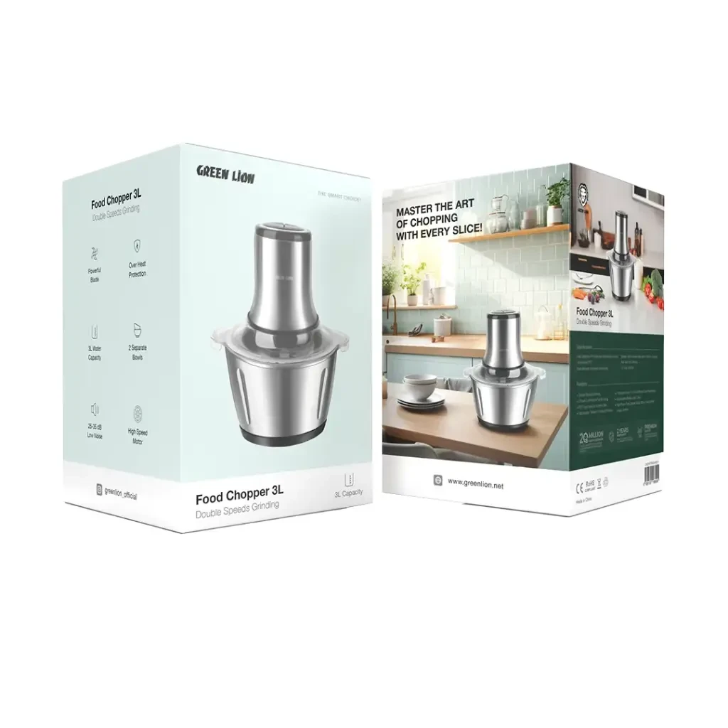 خردکن و آسیاب برقی دوکاسه گرین لاین مدل Food Grinder دو سرعته ظرفیت 3 لیتر