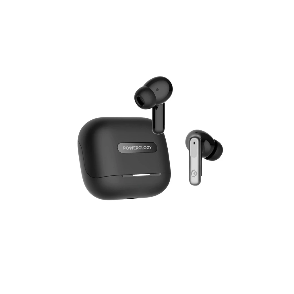 هندزفری بلوتوثی پاورولوژی 6 Mic Hybrid ANC + ENC مدل PWLAU010-BK با تأخیر ۵۰ میلی‌ثانیه
